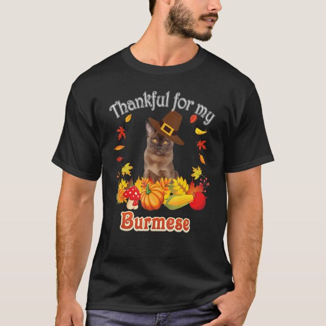 Camiseta I'm Thankful For My Burmese Cat Thanksgiving Pumpk (Anverso)