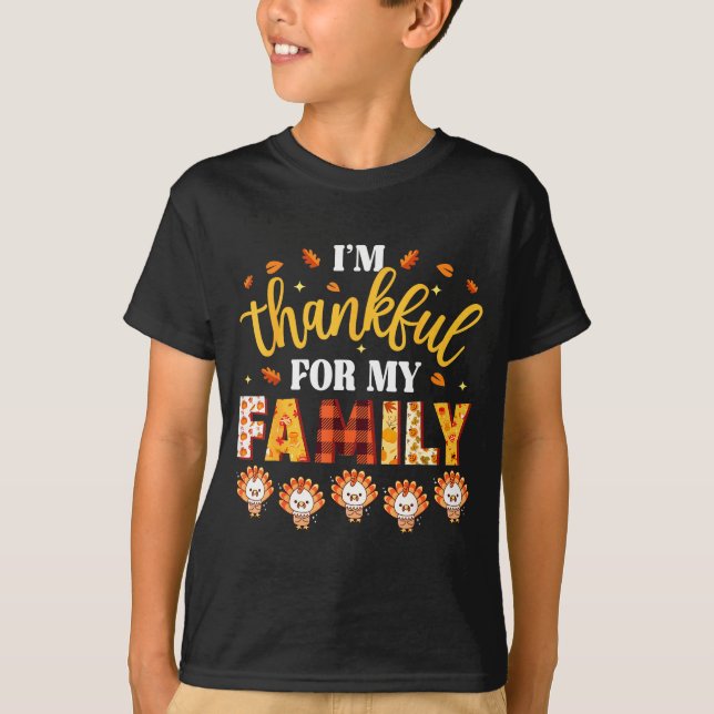 Camiseta I'm Thankful For My Family Thanksgiving Turkeys Fa (Anverso)