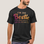 Camiseta Im The Bestie Warning Bestie Will Be Drunk<br><div class="desc">Im The Bestie Warning Bestie Will Be Drunk fathers day,  funny,  father,  dad,  birthday,  mothers day,  humor,  christmas,  cute,  cool,  family,  mother,  daddy,  brother,  husband,  mom,  vintage,  grandpa,  boyfriend,  day,  son,  retro,  sister,  wife,  grandma,  daughter,  kids,  fathers,  grandfather,  love</div>