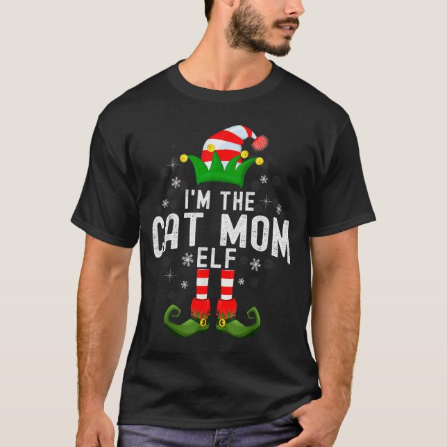 Camiseta I'm The Cat Mom Elf Christmas Family Pjs Costume  (Anverso)