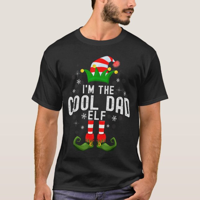 Camiseta I'm The Cool Dad Elf Christmas Family Pjs Costume  (Anverso)