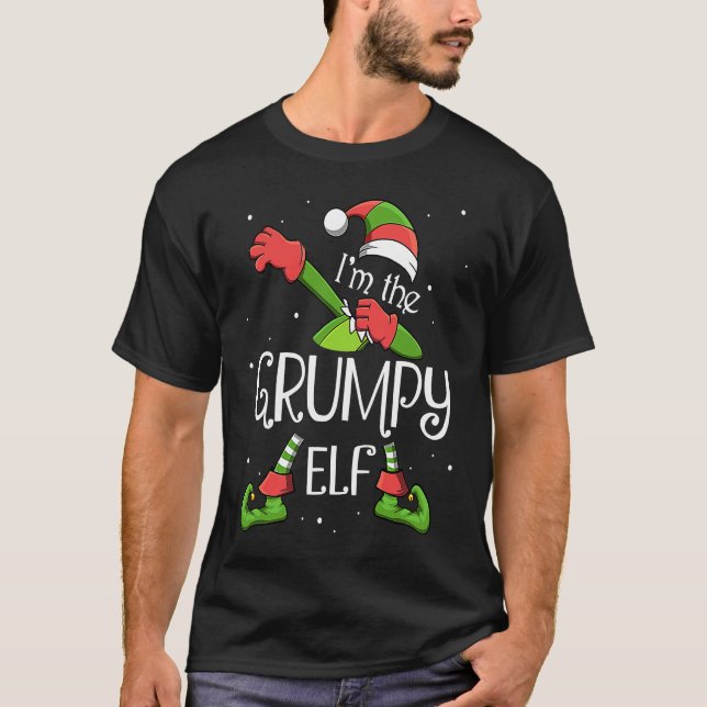 Camiseta I'm The Grumpy Elf Dabbing Santa Claus Xmas For Fa (Anverso)