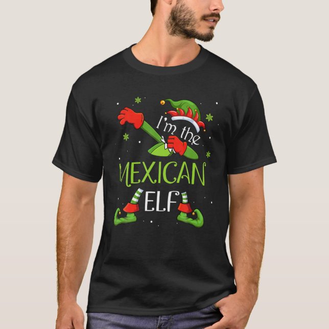 Camiseta I'm The Mexican Elf Dabbing Santa Claus Xmas Famil (Anverso)