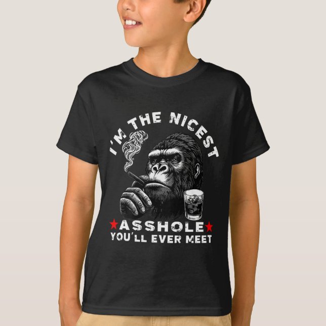 Camiseta I'm The Nicest Hole You'll Ever Meet Monkey (on Ba (Anverso)