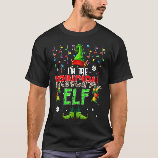 Camiseta I'm The Principal Elf Xmas Leopard Elf Costume  Fa (Anverso)