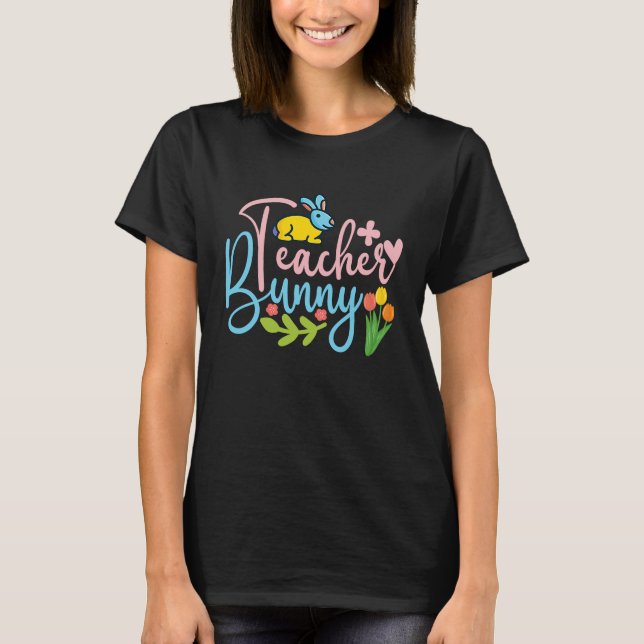 Camiseta I'm The Teacher Bunny Easter Day Rabbit Family Mat (Anverso)