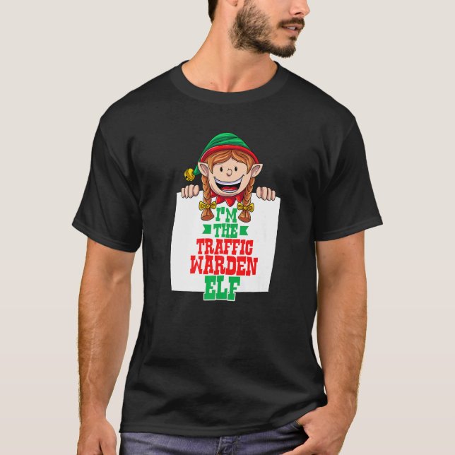Camiseta I'm the traffic warden elf female elf family match (Anverso)