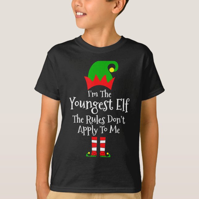 Camiseta I'm The Youngest Elf The Rules Don't Apply To Me M (Anverso)