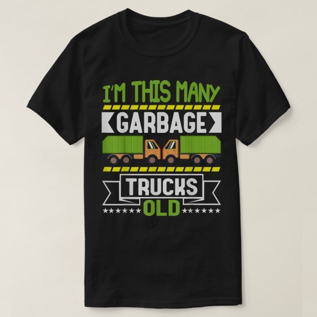 Camiseta I'm this many Garbage Trucks Old  2nd Birthday  (Diseño del anverso)