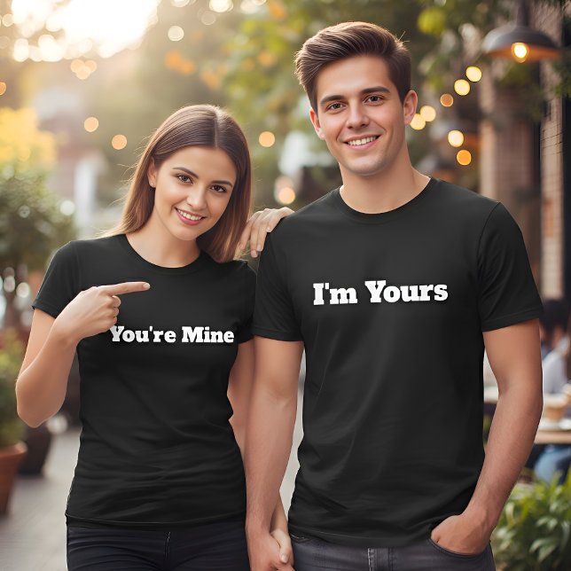 Camiseta I'm Yours Custom Text Black Mens Couples (Subido por el creador)