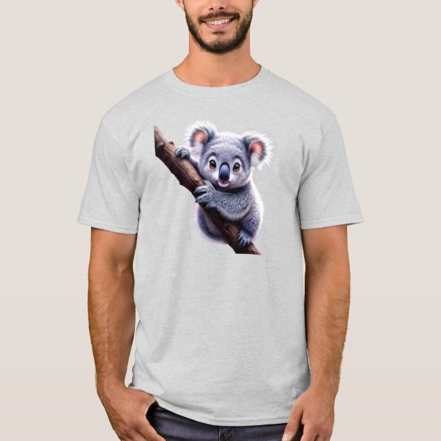 Camiseta Image d’un koala mignon sur une branche. (Anverso)