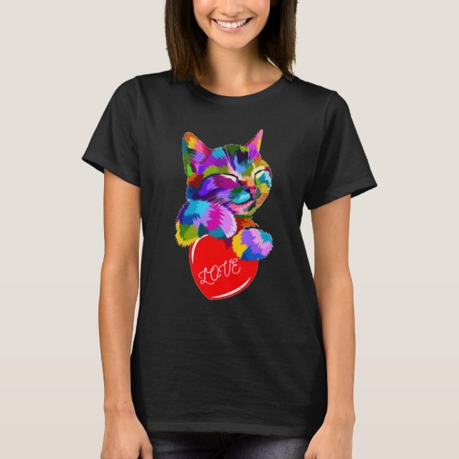 Camiseta Image of kitten holding heart. (Anverso)