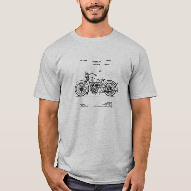 Camiseta Imagen 1928 de la patente del ciclo de Harley (Anverso)