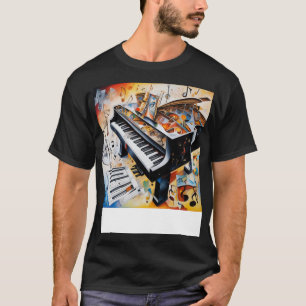 Camiseta Imagen abstracta de un piano y símbolos musicales