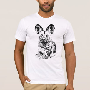 Camiseta Imagen africana del perro salvaje en negro gráfico