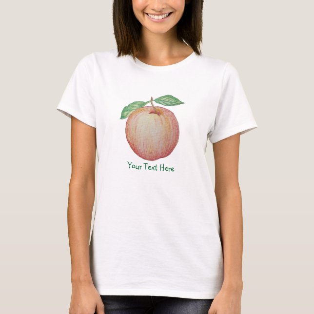 Camiseta imagen artística de manzana roja con hoja verde (Anverso)