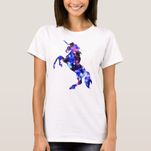 Camiseta Imagen brillante rosa de galaxia con unicornio