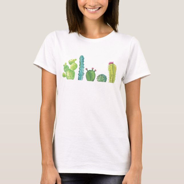 Camiseta Imagen de acuarela de Cactus (Anverso)