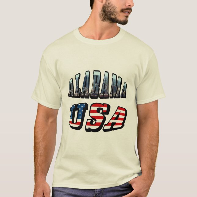 Camiseta Imagen de Alabama y fuente de bandera de Estados U (Anverso)