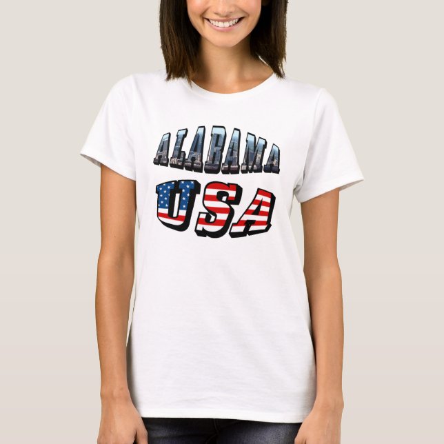 Camiseta Imagen de Alabama y fuente de bandera de Estados U (Anverso)
