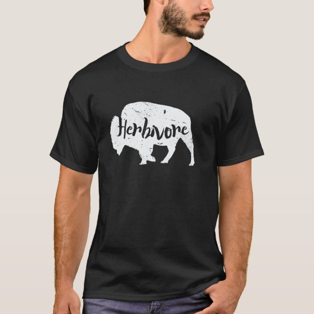 Camiseta Imagen de animal bisonte herbívoro poder vegano Si (Anverso)