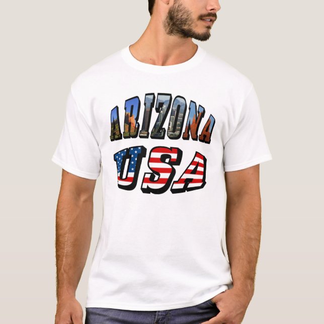 Camiseta Imagen de Arizona y texto de bandera de Estados Un (Anverso)