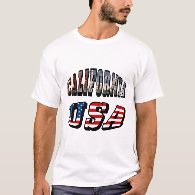 Camiseta Imagen de California y texto de bandera de Estados (Anverso)