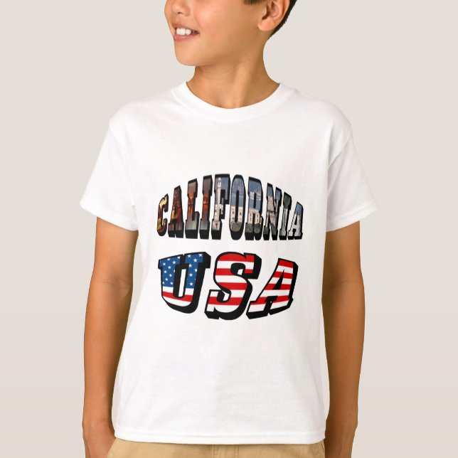 Camiseta Imagen de California y texto de bandera de Estados (Anverso)
