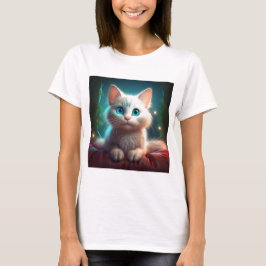 Camiseta Imagen De Fantasía De Un Gato Albino Joven