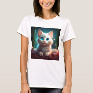 Camiseta Imagen De Fantasía De Un Gato Albino Joven