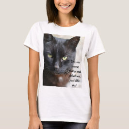 Camiseta Imagen de Gato Negro con cita motivadora