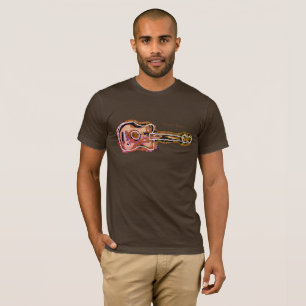 Camiseta imagen de guitarra marrón angustiada