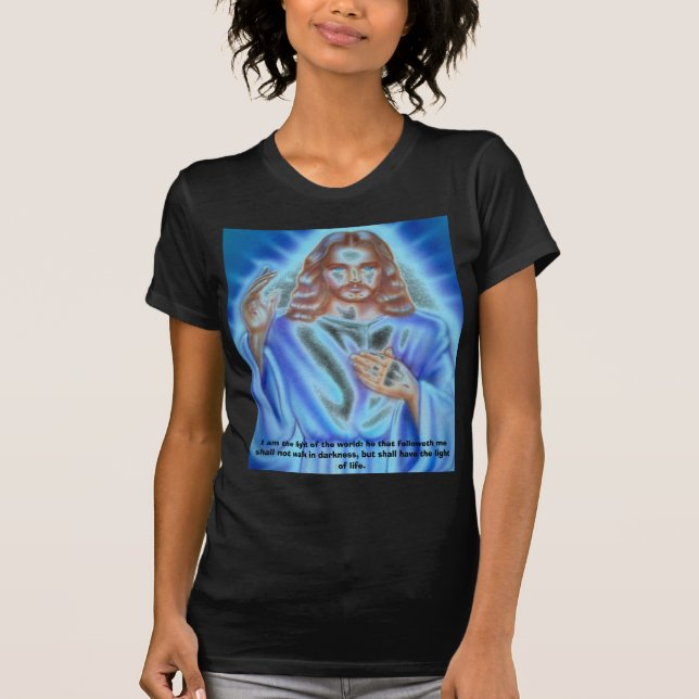 Camiseta Imagen de Jesús, soy la luz del mundo… (Anverso)