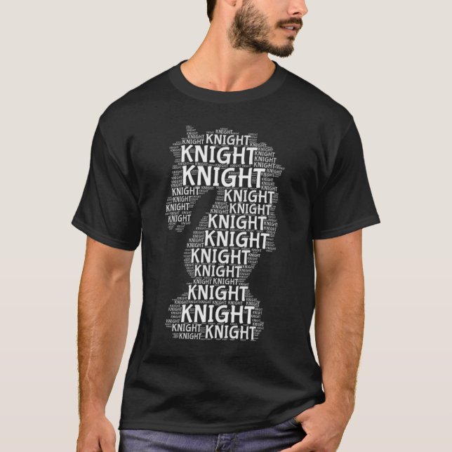 Camiseta Imagen de la palabra de ajedrez Knight (Anverso)