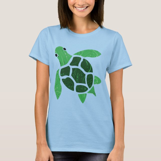 Camiseta Imagen de mosaico de la tortuga marina verde de Ja (Anverso)