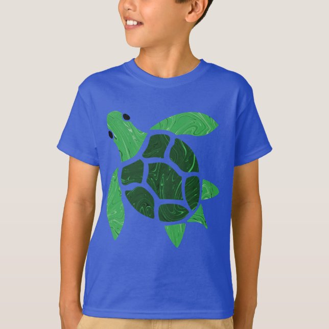 Camiseta Imagen de mosaico de la tortuga marina verde de Ja (Anverso)