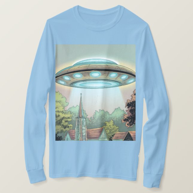 Camiseta Imagen de OVNI con estilo de historieta de camiset (Anverso del diseño)