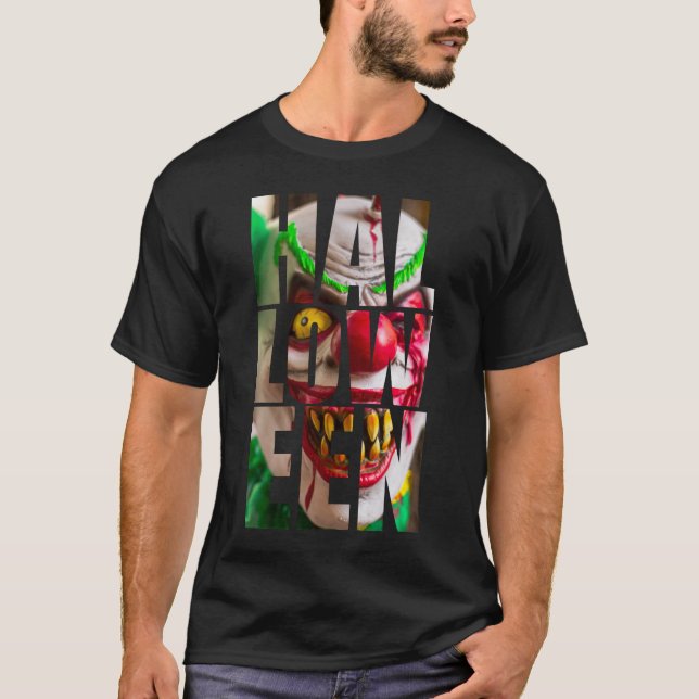 Camiseta Imagen de payaso de texto de Haloween (Anverso)