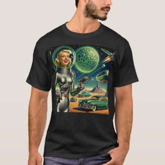 Camiseta Imagen de Rayo Láser Vintage Pin-Up