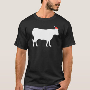 Camiseta Imagen de silueta de vaca de Navidad con sombrero
