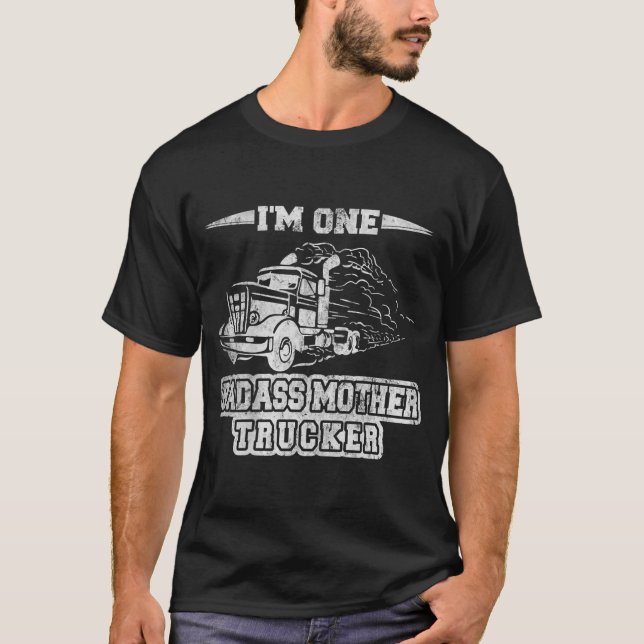 Camiseta Imagen de silueta gráfica de Mother Trucker 18 Whe (Anverso)