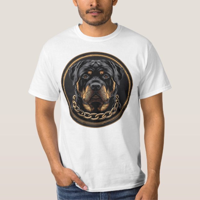 Camiseta imagen de un Rottweiler con un collar (Anverso)