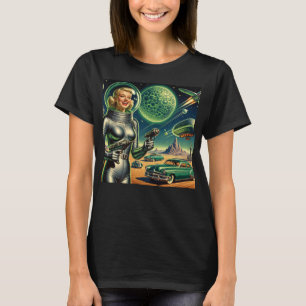 Camiseta Imagen de una chica pin-up con láser vintage