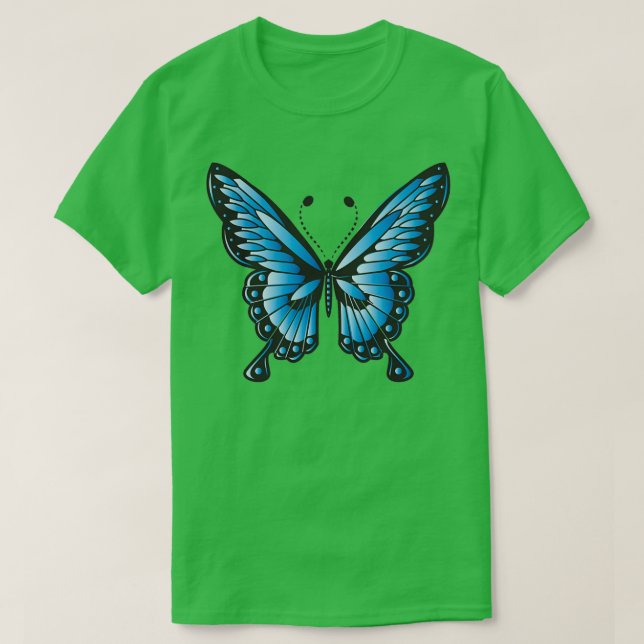 Camiseta Imagen de una mariposa azul Butterfly alas azules (Diseño del anverso)