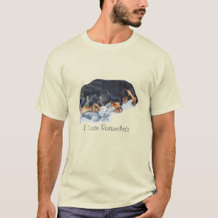 Camiseta imagen del perro de abrazo del rottweiler del