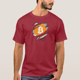 Camiseta Imagen desgarrada por bitcoin con logotipo revelar
