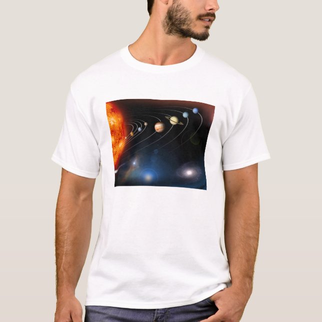 Camiseta Imagen digital de nuestro sistema solar (Anverso)