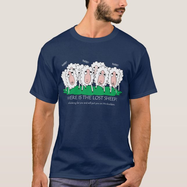 Camiseta Imagen divertida de donde está la oveja perdida (Anverso)