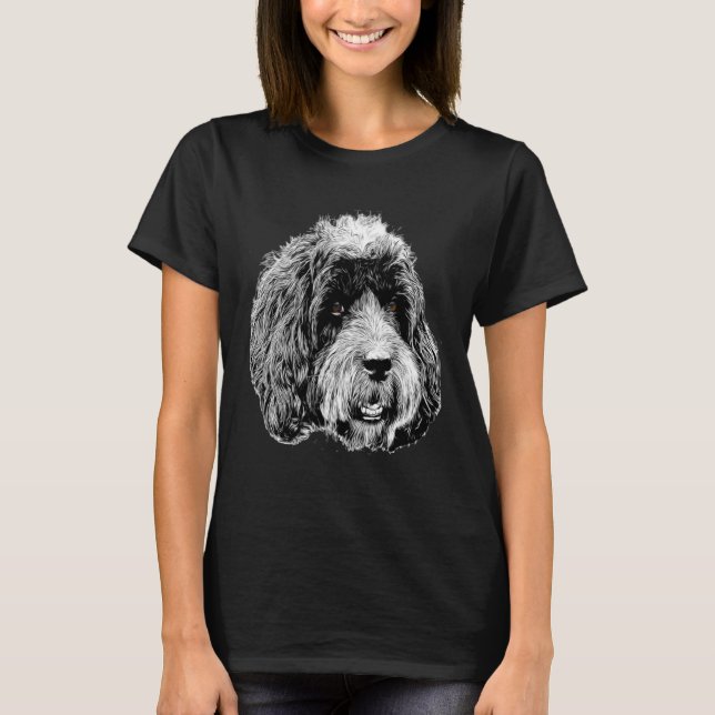 Camiseta Imagen en blanco y negro de una cabeza de Cockapoo (Anverso)