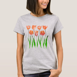 Camiseta Imagen en el jardín de tulipanes en Naranja de cor